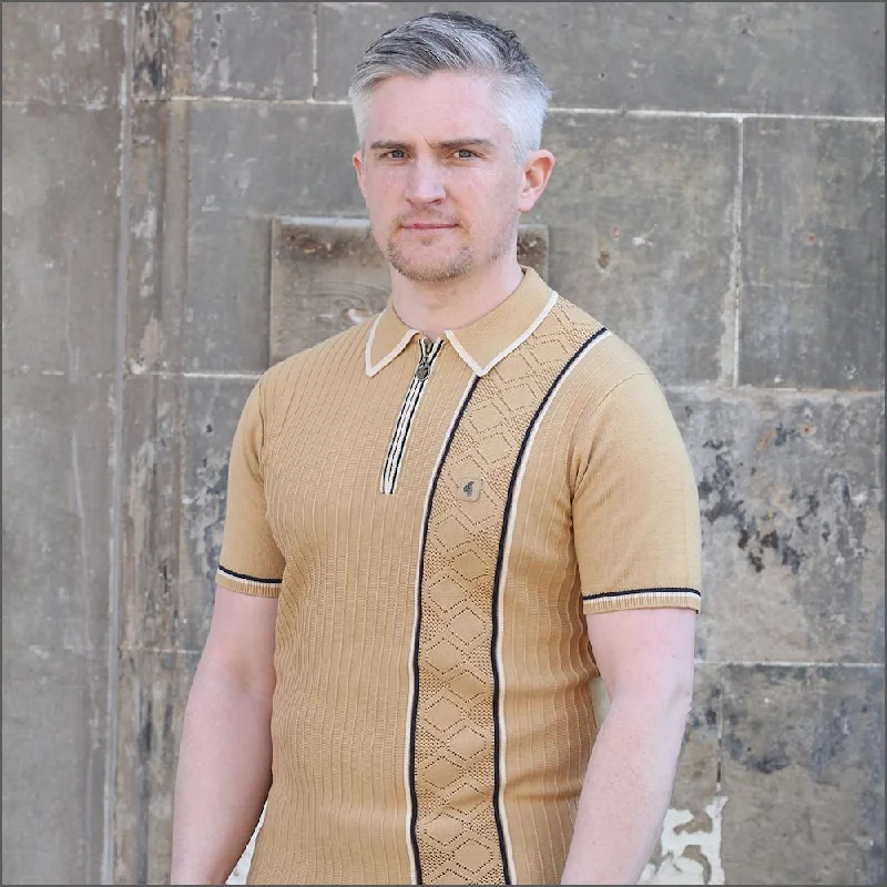 Deal of the Day Gabicci Vintage Sand Pattern Polo Top^