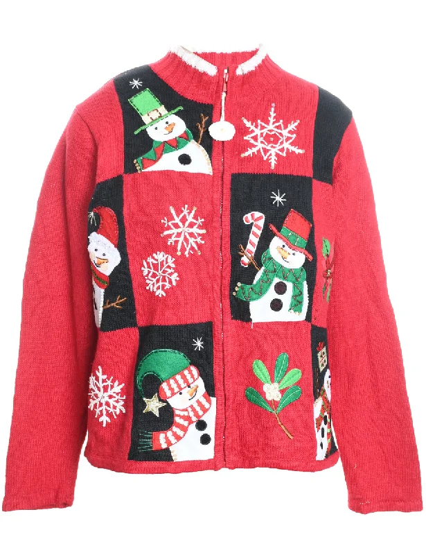 Weekend Offers That Shine Snowman Christmas Cardigan - L