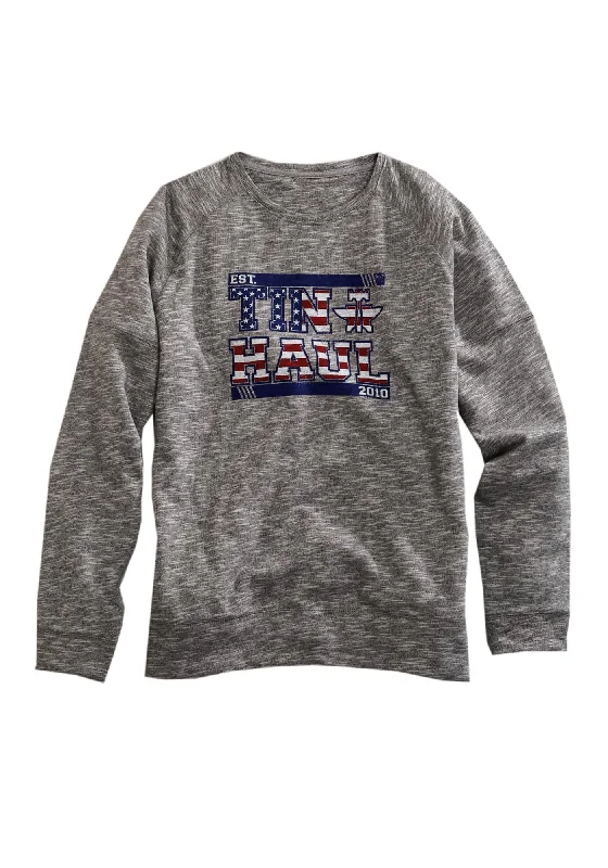 Pay Less Tin Haul Mens Grey 100% Cotton Usa Logo L/S Sweatshirt