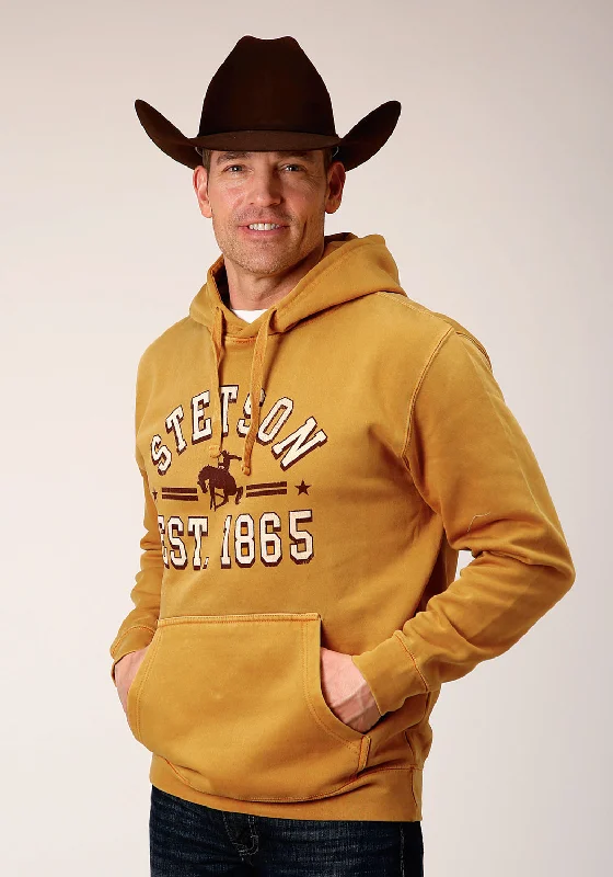 Unbeatable Deal Stetson Mens Gold Cotton Blend 1865 Screenprint Hoodie