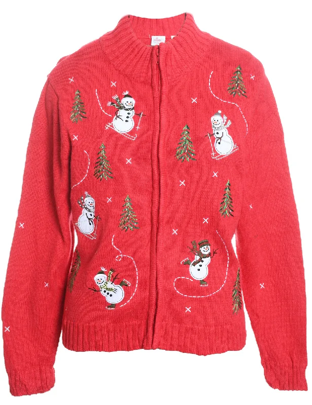 Weekend Offers That Dazzle Snowman Christmas Cardigan - M