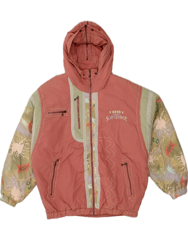 Final Clearance ELHO Womens Graphic Hooded Windbreaker Jacket EU 42 Large Pink Colourblock