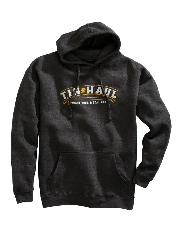 Weekend Bargains to Celebrate Tin Haul Mens Grey Cotton Blend Banner Print Hoodie