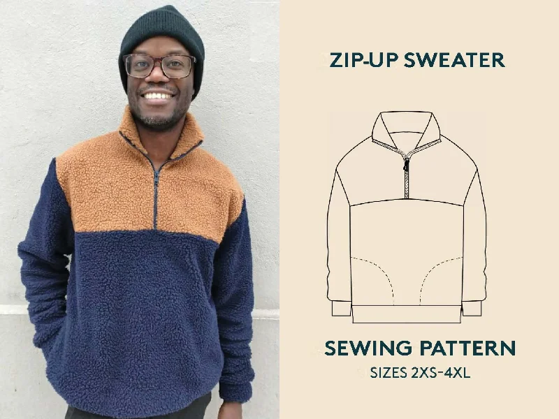 Exclusive Weekend Offers Inside Zip-Up Sweater Mens Paper Pattern - Wardrobe by Me
