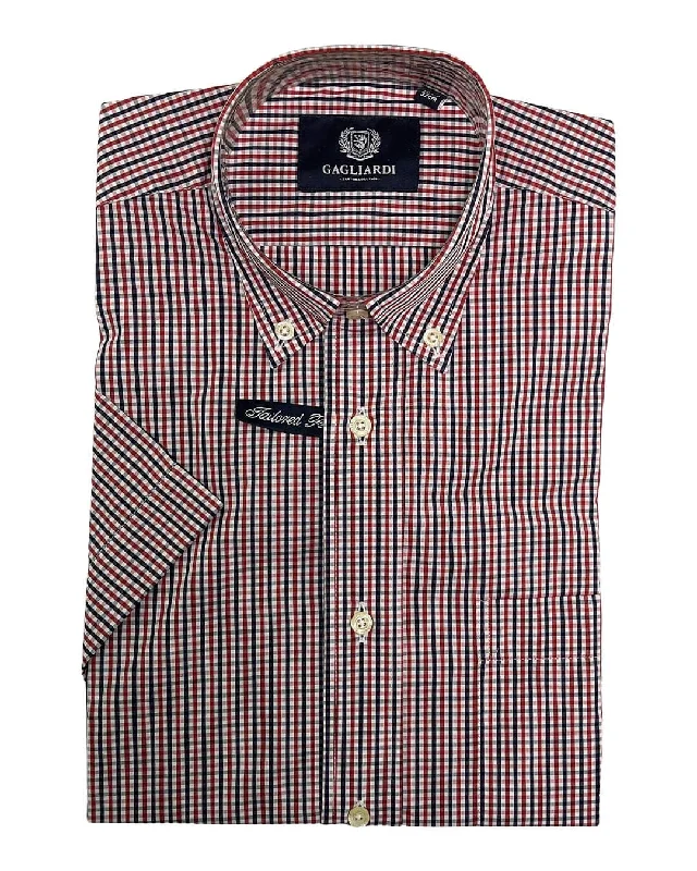 Year-End Deals Red & Navy & White Weekend Check Shirt