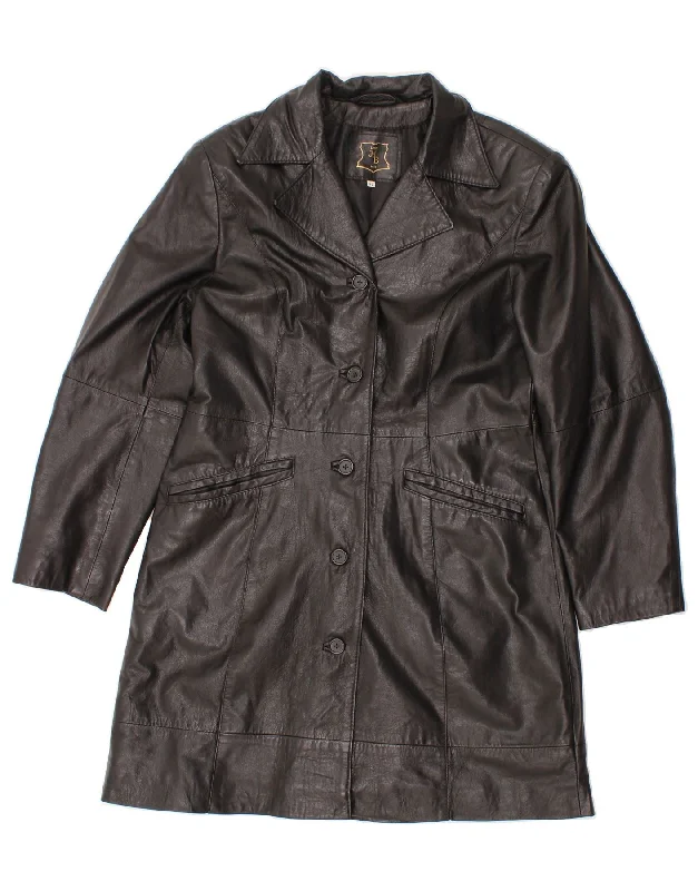 Now or Never VINTAGE Womens Leather Coat IT 42 Medium Black Leather