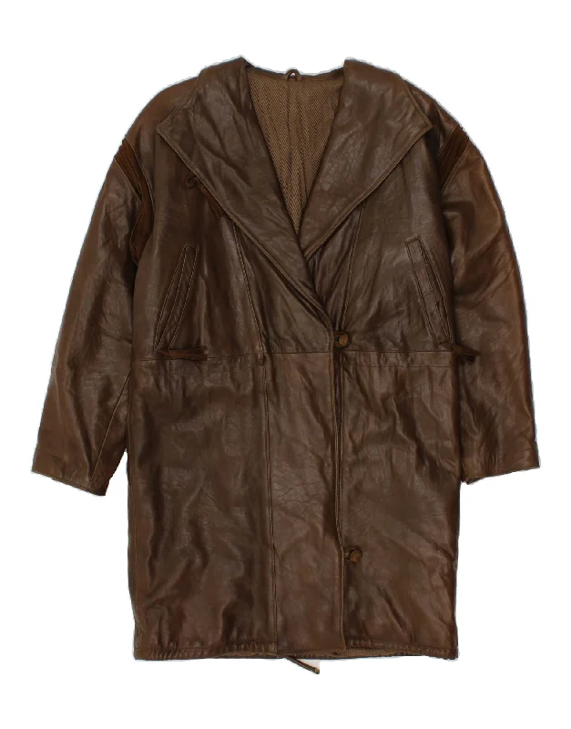 Year-End Sale VINTAGE Womens Leather Coat IT 40 Small Brown Leather