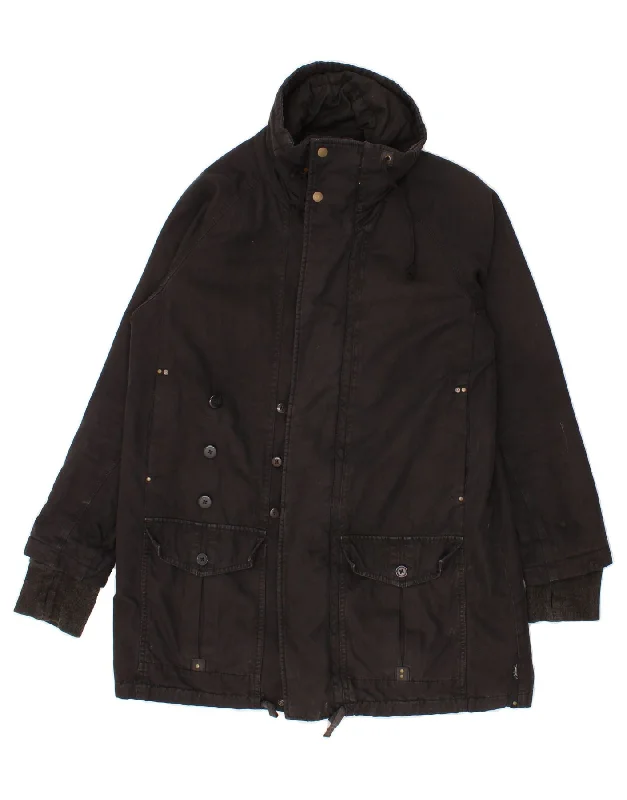 Weekend Deals You Can't Resist DIESEL Womens Overcoat US 8 Medium Black Cotton