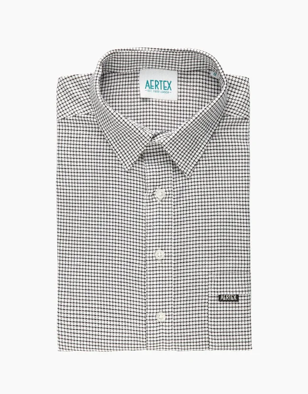 Weekend Bargains Await You Aertex Taunton Black Micro Check Short Sleeve Polo Shirt