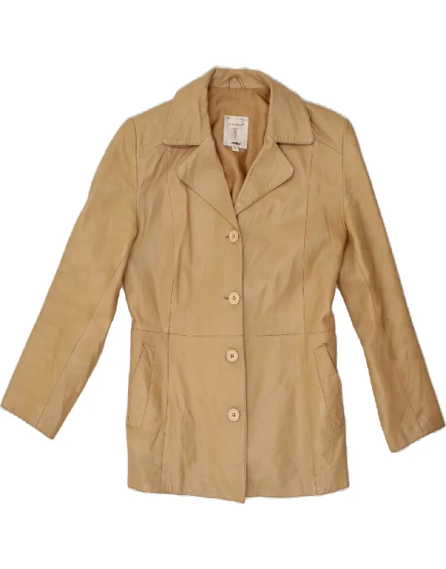 Steal Deal CONBIPEL Womens Leather Jacket IT 44 Medium Beige Leather