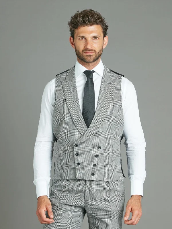 Overstock Sale Double Breasted Wool Waistcoat - Prince of Wales