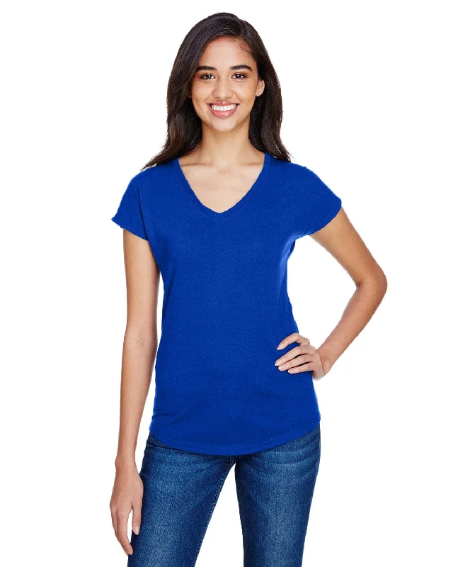 Weekend Bargains to Snag Anvil Ladies Triblend V-Neck T-Shirt | Atlantic Blue
