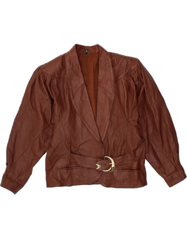 Weekend Extravaganza: Shop Now VINTAGE Womens Leather Jacket UK 12 Medium Brown