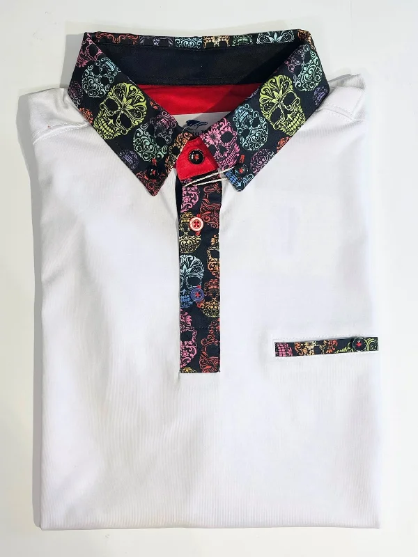 Act Now SKULL TRIM WHITE POLO