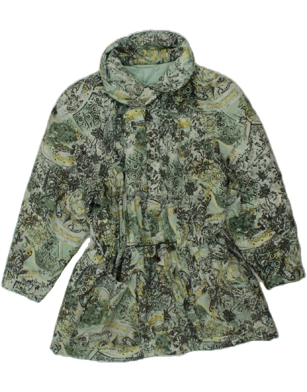 Don't Delay VINTAGE Womens Abstract Pattern Overcoat UK 18 XL Green Polyester