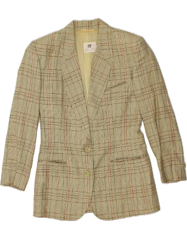 Best Choice BELFE Womens 2 Button Blazer Jacket IT 42 Medium Beige Check