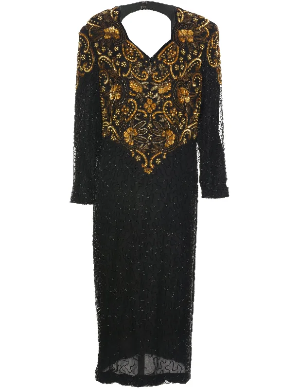 Epic Value Silk Beaded Evening Dress - XL