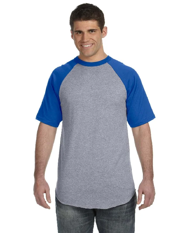 Weekend Offers That Impress Augusta 50/50 Short Sleeve Raglan T-Shirt | Ath Hthr/ Royal Weekend Offers That Impress Augusta 50/50 Short Sleeve Raglan T-Shirt | Ath Hthr/ Royal