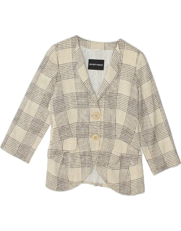 Weekend Deals That Wow EMPORIO ARMANI Womens 3/4 Sleeve 2 Button Blazer Jacket IT 40 Small Beige Weekend Deals That Wow EMPORIO ARMANI Womens 3/4 Sleeve 2 Button Blazer Jacket IT 40 Small Beige