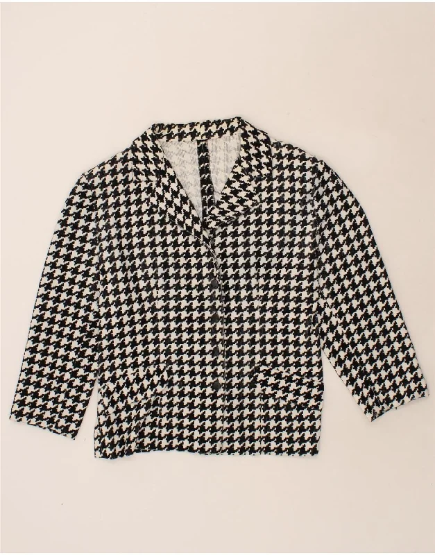Bargain Alert VINTAGE Womens Corduroy 4 Button Blazer Jacket XL Black Houndstooth