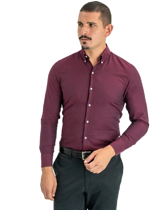 Crazy Deal Burgundy Cotton Oxford Button Down Shirt