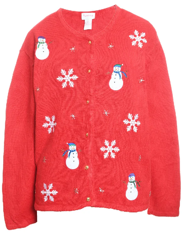 Weekend Steals Await Snowman Christmas Cardigan - L