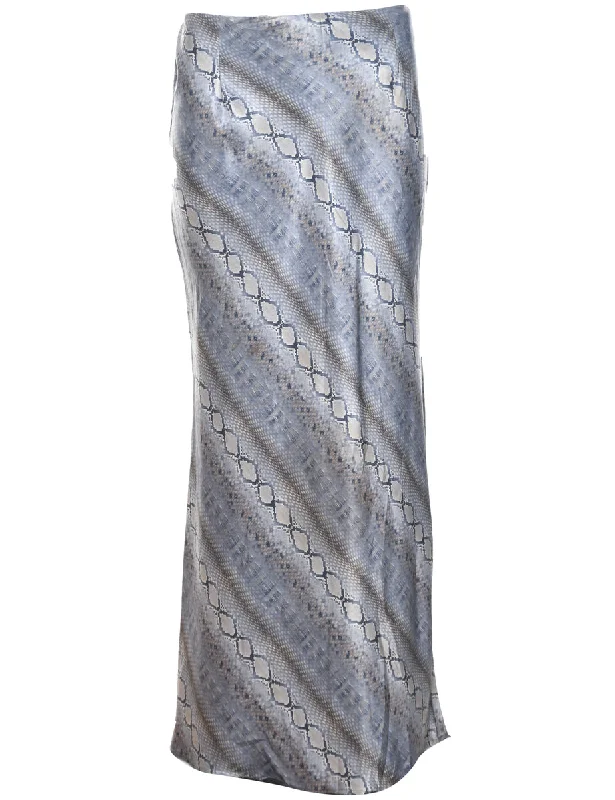 Markdown Sale Snakeskin Pattern Maxi Skirt - L