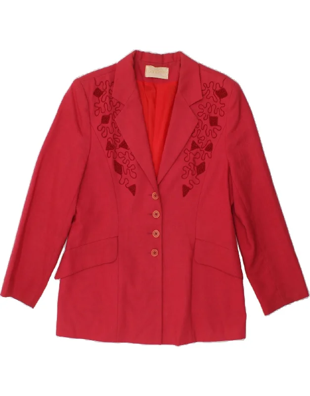 Weekend Deals to Make You Happy VINTAGE Womens 4 Button Blazer Jacket UK 14 Large Pink Floral Linen Weekend Deals to Make You Happy VINTAGE Womens 4 Button Blazer Jacket UK 14 Large Pink Floral Linen