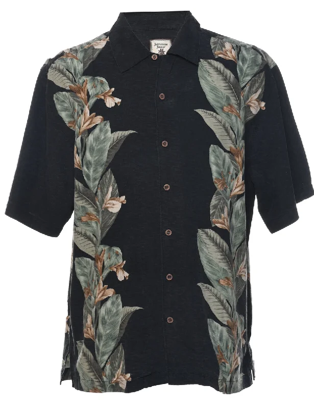 Unbeatable Deal Silk Leafy Print Hawaiian Shirt - L