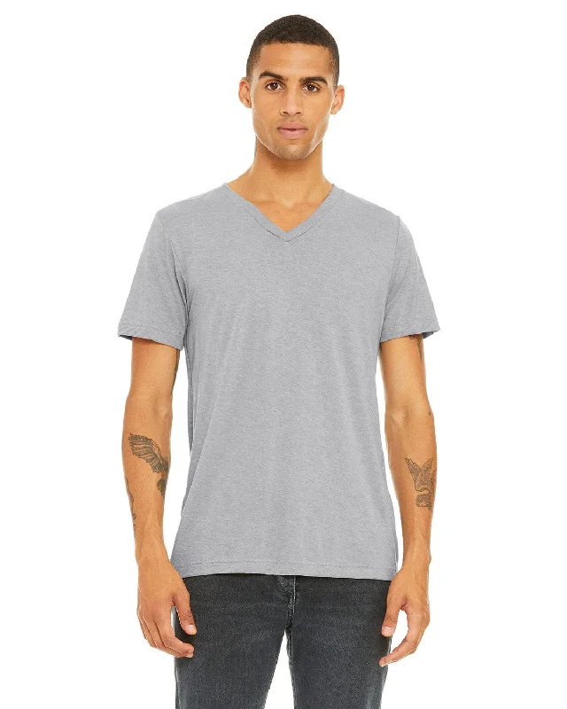 Don't Delay Bella+Canvas Unisex Triblend Short Sleeve V-Neck T-Shirt | Ath Grey Trbln Don't Delay Bella+Canvas Unisex Triblend Short Sleeve V-Neck T-Shirt | Ath Grey Trbln