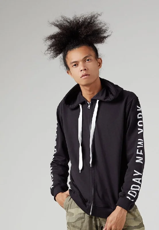 Crazy Savings MJ016M UnisexHoodies Zipper TDNY blk