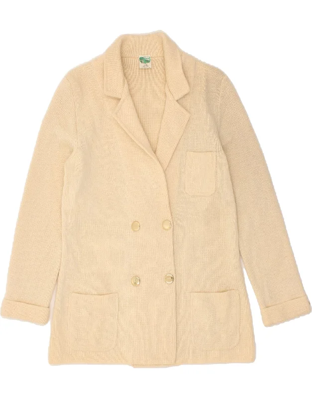 Weekend Savings Sensation VINTAGE Womens Knit Double Breasted Blazer Jacket UK 14 Medium Beige Weekend Savings Sensation VINTAGE Womens Knit Double Breasted Blazer Jacket UK 14 Medium Beige