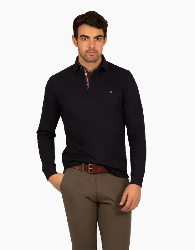Big Savings Capri Charcoal Long Sleeve Polo Shirt
