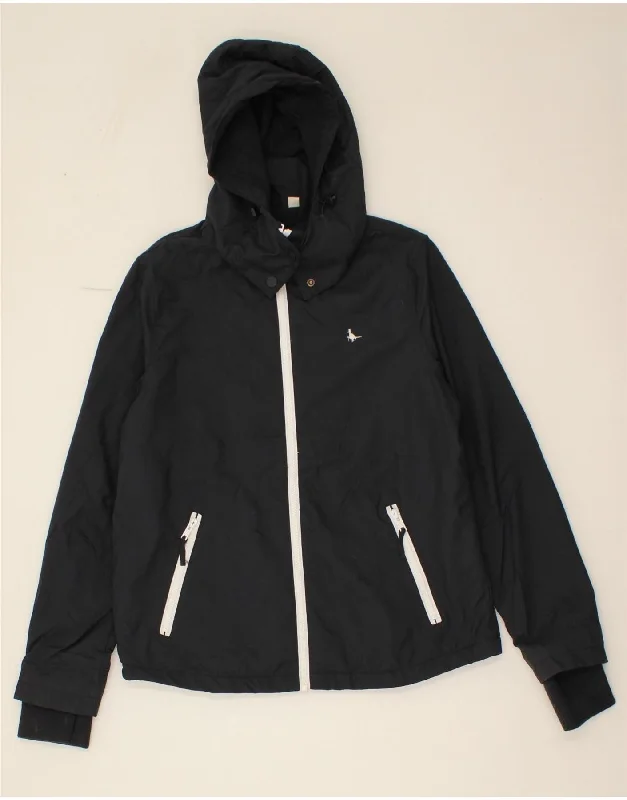 Overstock Sale JACK WILLS Womens Hooded Rain Jacket UK 10 Small Black Nylon