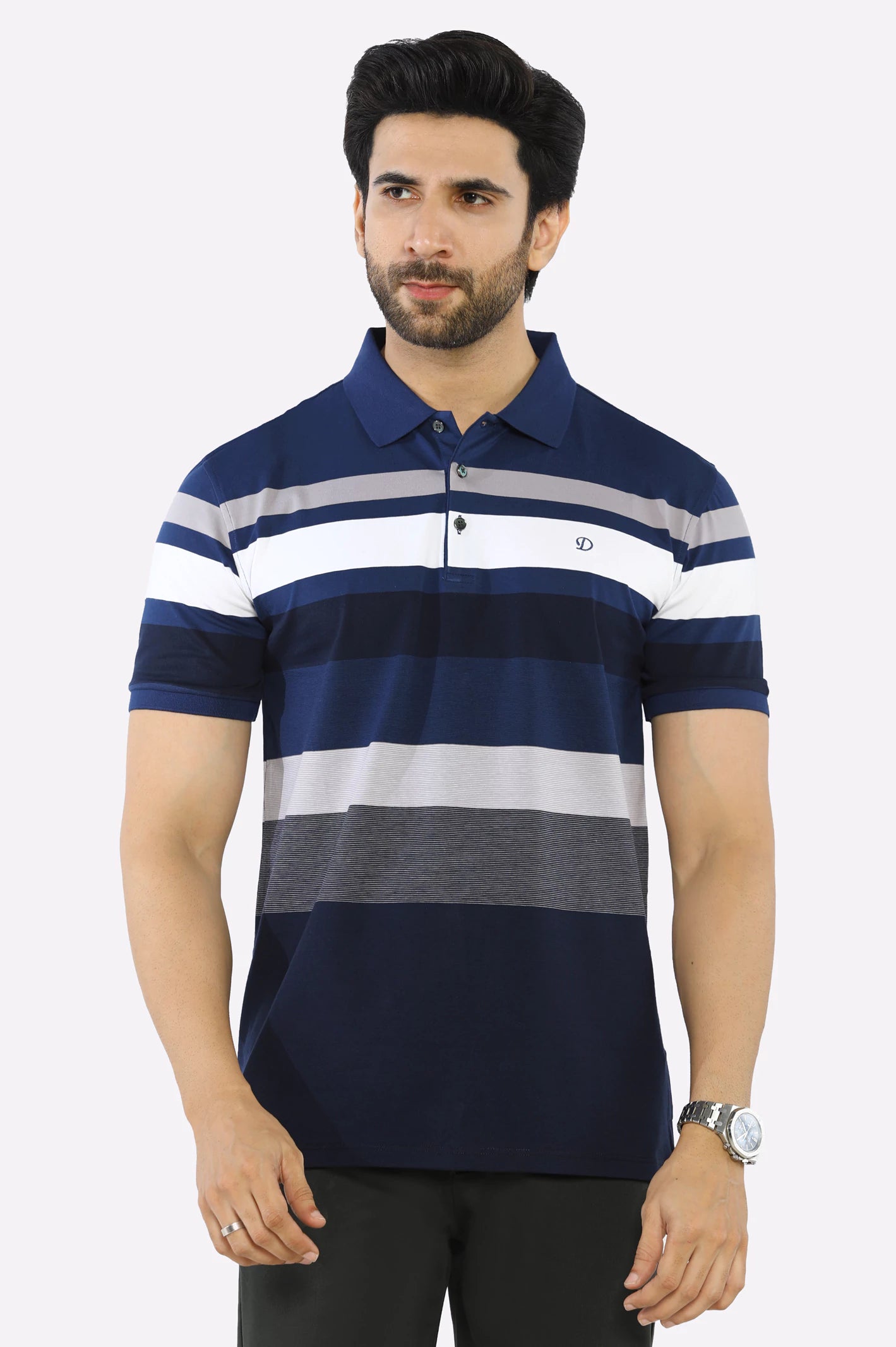 Act Fast Blue Yarn Dyed Polo
