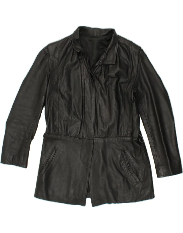 Markdown Sale VINTAGE Womens Leather Jacket UK 12 Medium Black