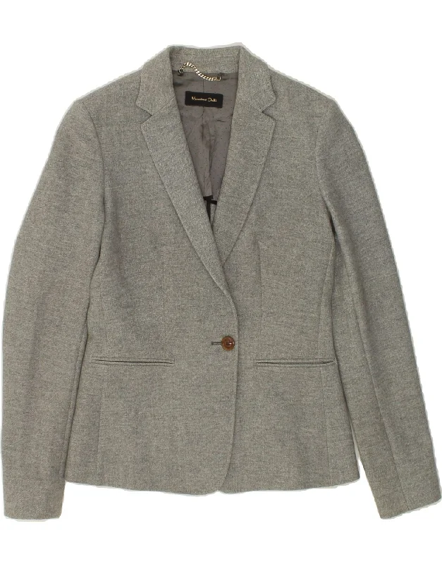 Great Bargain MASSIMO DUTTI Womens 1 Button Blazer Jacket EU 38 Small Grey Viscose