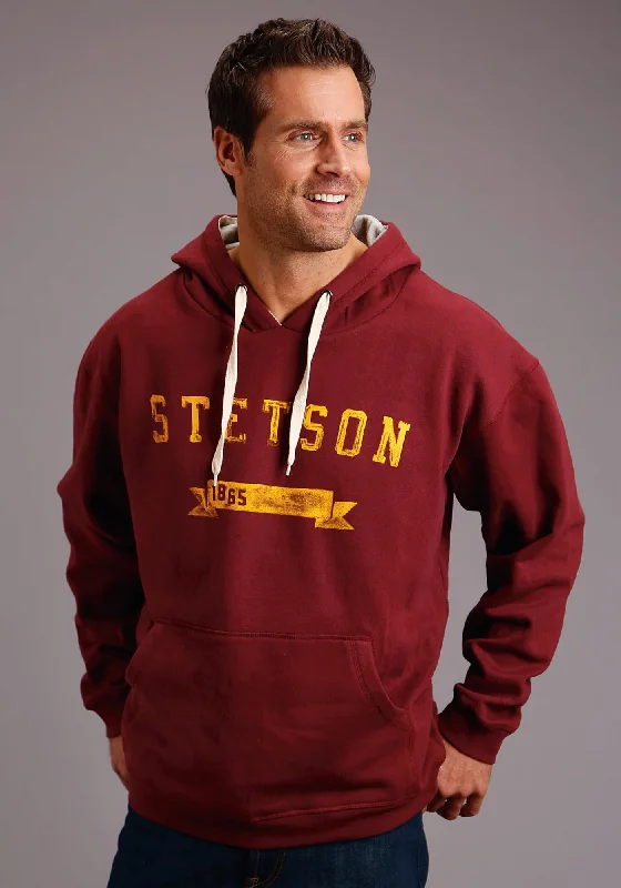 Mega Sale Stetson Mens Maroon Cotton Blend Est Ribbon Hoodie
