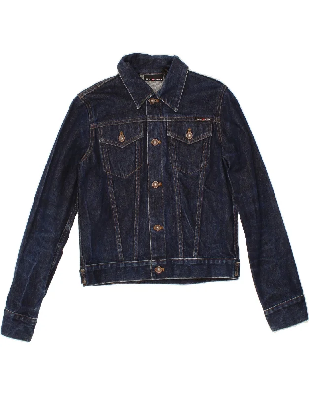 Massive Savings DKNY Womens Crop Denim Jacket UK 12 Medium Navy Blue Cotton