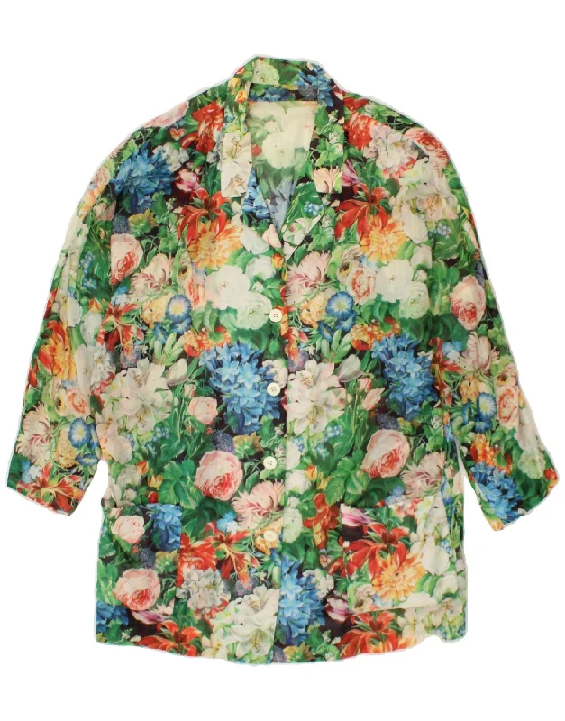 New Deal VINTAGE Womens 3/4 Sleeve 4 Button Blazer Jacket UK 14 Large Multicoloured