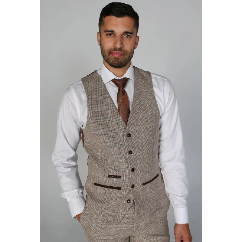 Massive Savings Holland - Men's Beige Check Waistcoat
