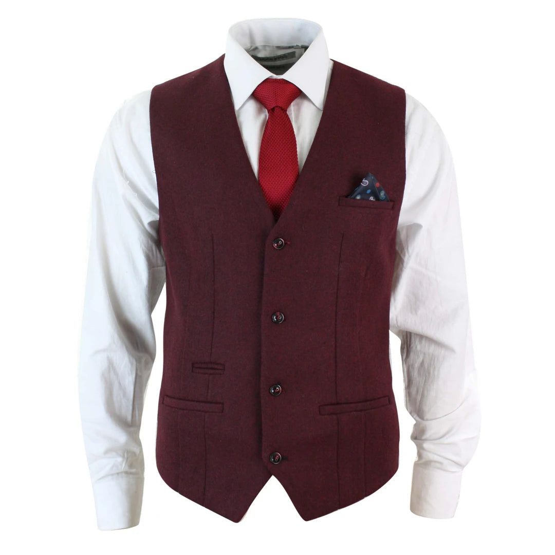 Weekend Specials to Celebrate Men's Burgundy Maroon Black Herringbone Tweed Waistcoat Weekend Specials to Celebrate Men's Burgundy Maroon Black Herringbone Tweed Waistcoat