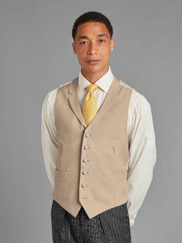 Top Pick Single Breasted Wool Waistcoat - Buff