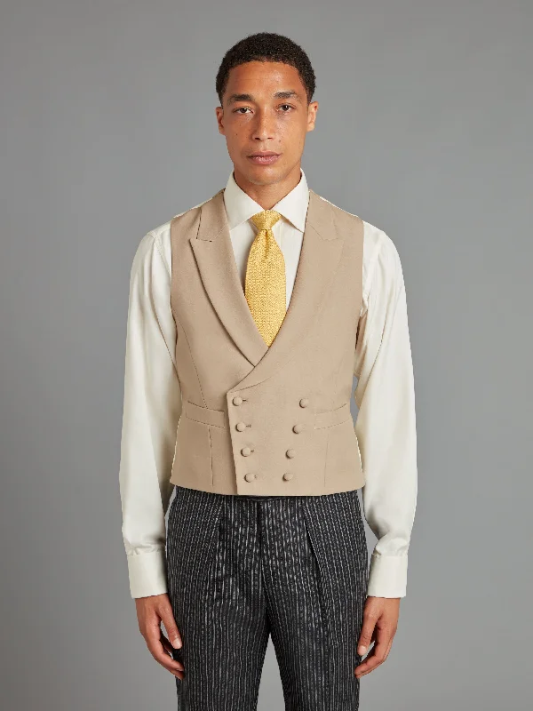 Don't Miss Out Double Breasted Wool Waistcoat - Buff