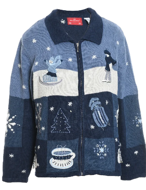 Weekend Bargains Galore Snowman Christmas Cardigan - L