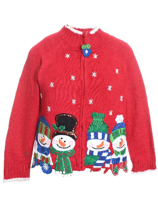 Weekend Bargains to Celebrate Snowman Christmas Cardigan - M