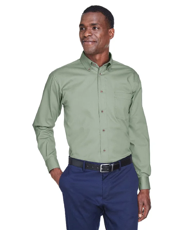 Weekend Offers That Excite Harriton Long Sleeve Stain-Release Twill Shirt | Dill