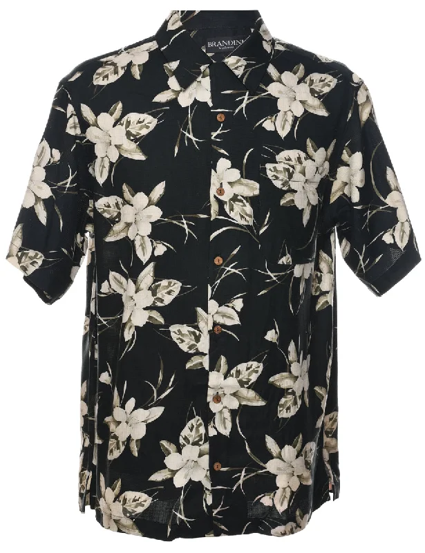 Savings Event Silk Floral Hawaiian Shirt - M