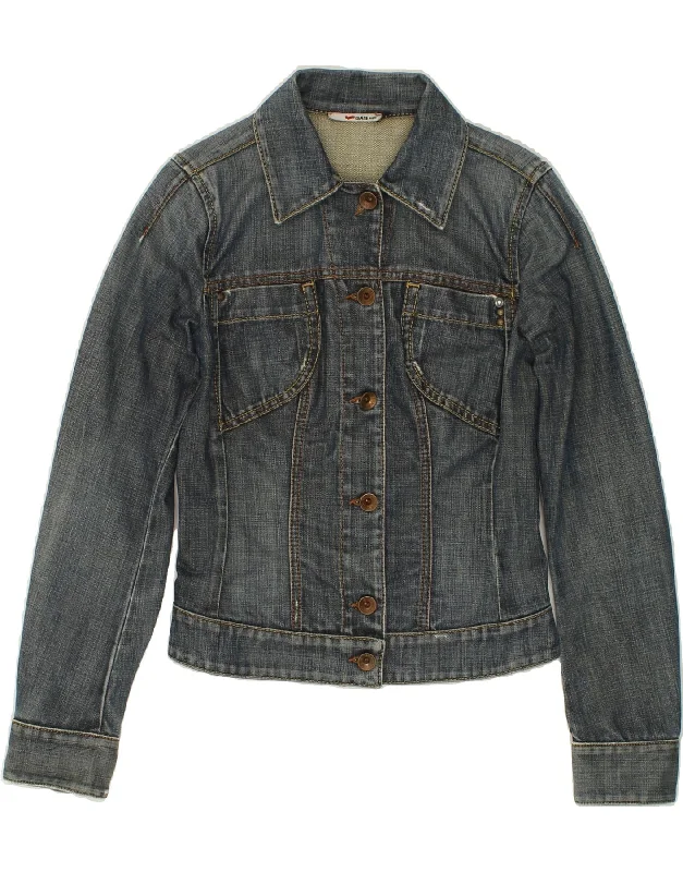 Special Buy GAS Womens Crop Denim Jacket UK 10 Small Blue Cotton