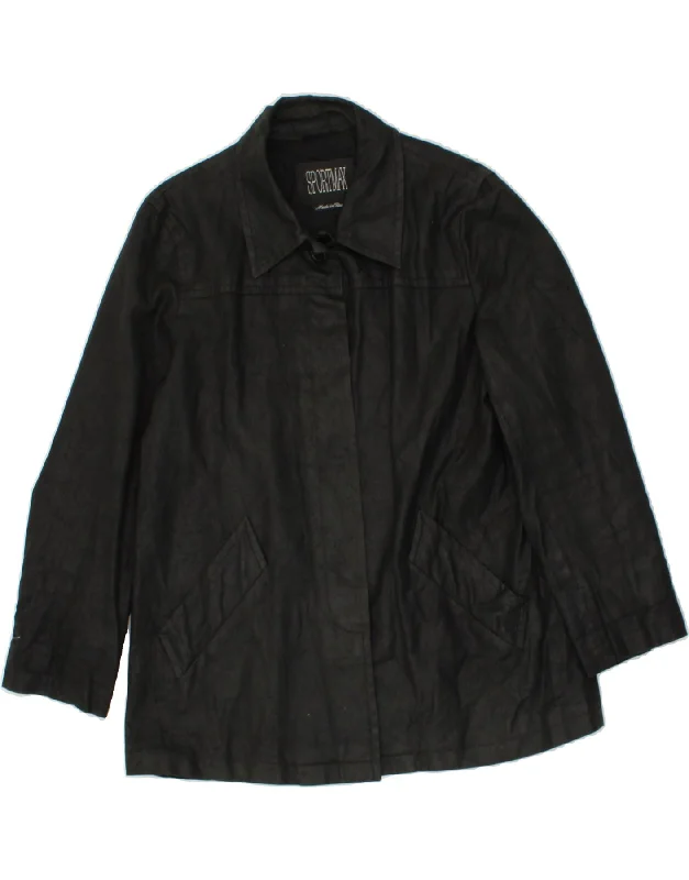 Act Fast SPORTMAX Womens Bomber Jacket UK 14 Large  Black Cotton